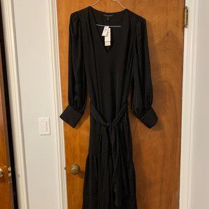 Banana Republic Long Black Pull Over Dress With Waist Tie XL Petite NWT